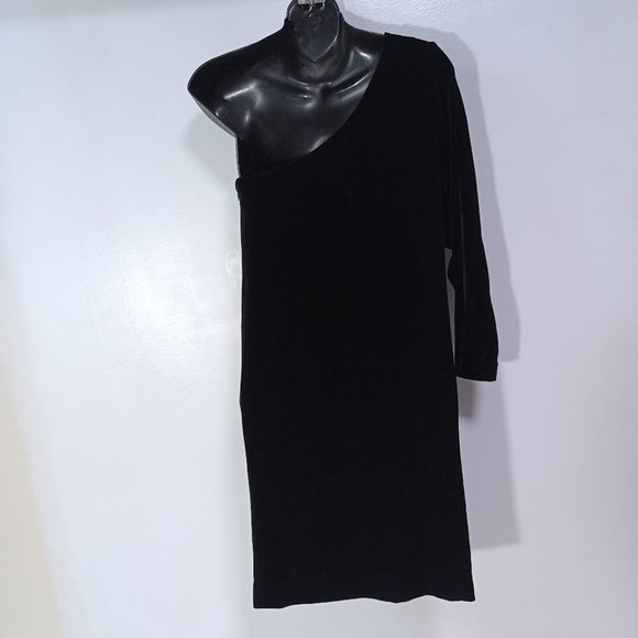 Theory Birkita Velvet One Shoulder Mini Cocktail Dress in Black Size 4 NWT LBD - Picture 3 of 7